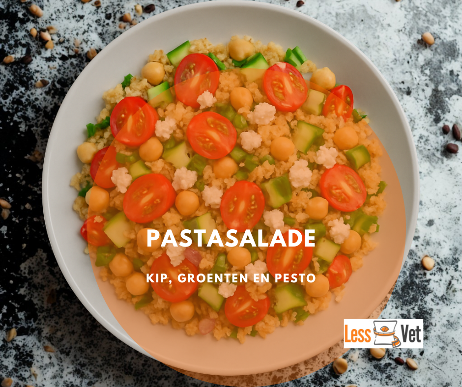 Pastasalade kip, pesto, groenten